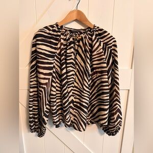 Banana Republic 100% Silk Zebra Print Blouse Neutral tones elevated workwear